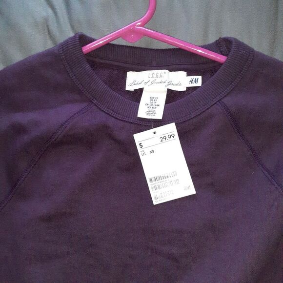 Sweatshirt H&M Label Of Graded Goods L O G G Burgundy Sweatshirt Xs S M New Nwt - Picture 1 of 5